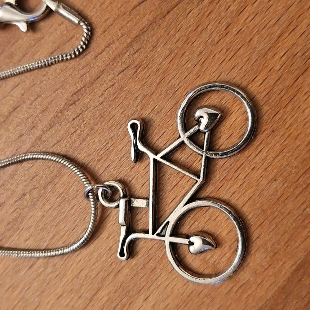 Sterling Silver Bicycle Pendant Necklace - Picture 2 of 5